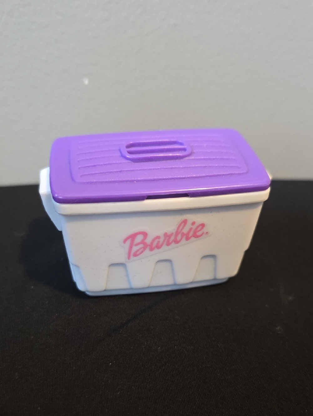 Vintage Barbie Cooler White with Purple Lid and Pink Logo